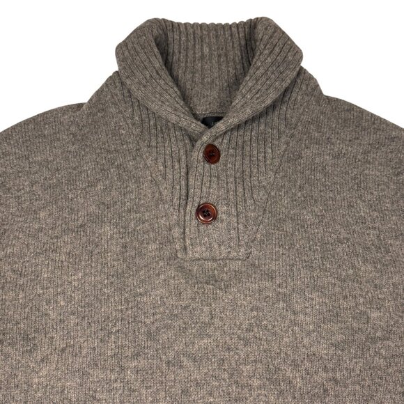 J. Crew 100% Lambswool Sweater Sz M Shawl Collar Light Brown Dad Academia Preppy - Picture 5 of 12